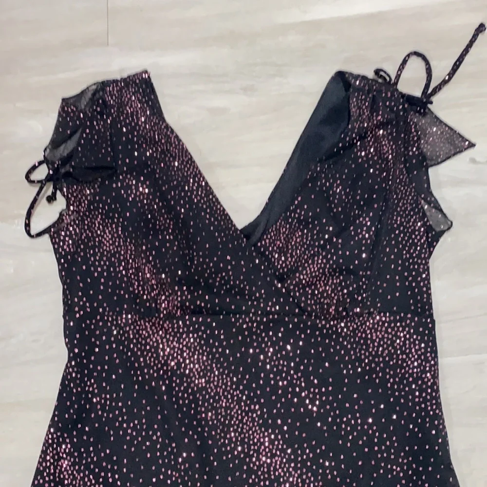 Vintage 90s Byer Too Black Midi Dress Sparkle, Size Medium - Picture 4 of 9